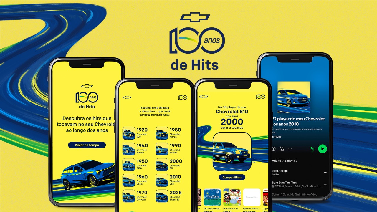 Chevrolet celebra 100 anos com campanha inédita que resgata clássicos no Spotify